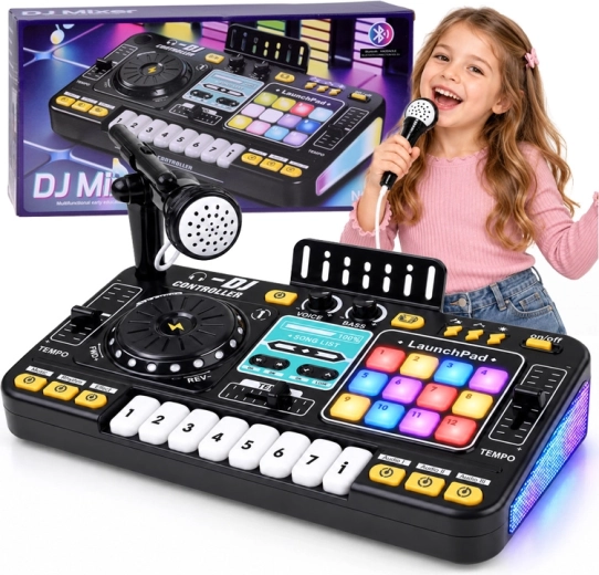Gyermek interaktív DJ-keverőpult Bluetooth-szal, mikrofonnal és világítással