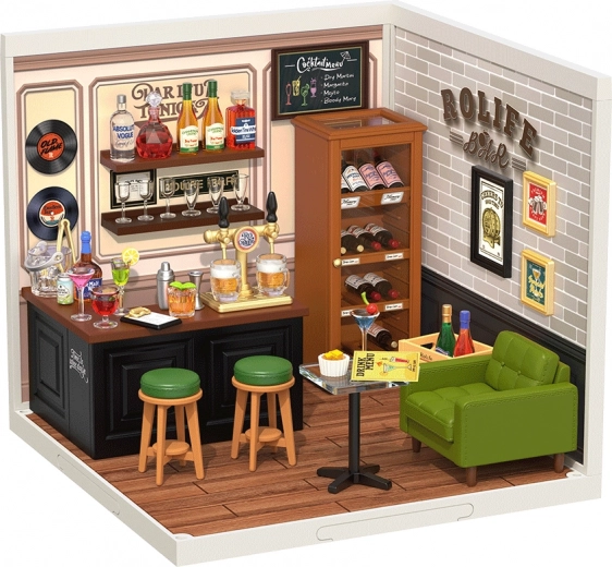 miniatűr házikó rolife kocsma cheers – diy készlet led világítással