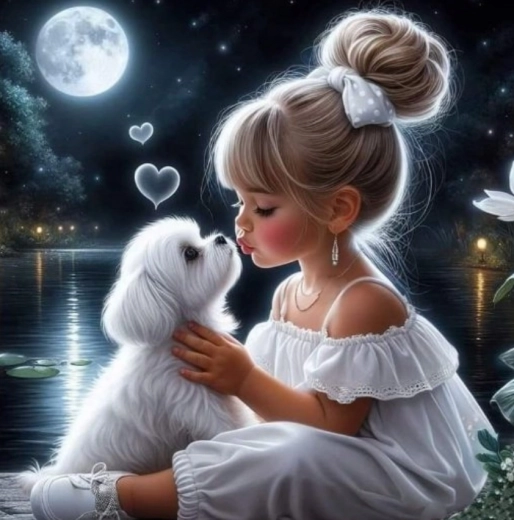 Gyémántfestés Lány kutyával 30x40cm