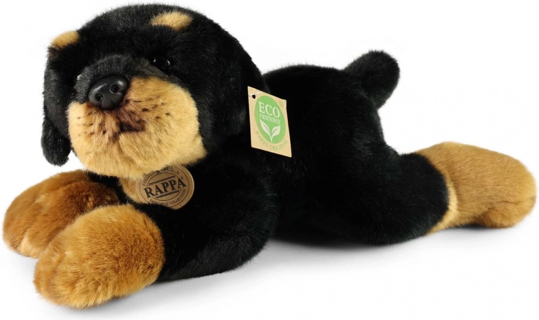 plüss rottweiler kutya fekvő 30 cm környezetbarát