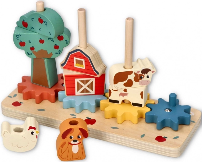 Fából készült puzzle fogaskerekekkel - Őrült farm