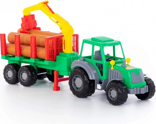 Altaj erdészeti traktor pótkocsival