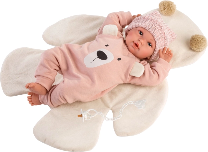 Llorens New Born élethű baba hangokkal, puha textil test, 36 cm