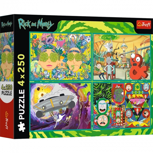 Puzzle 4x250 Rick és Morty játékos világa a Treffeltől