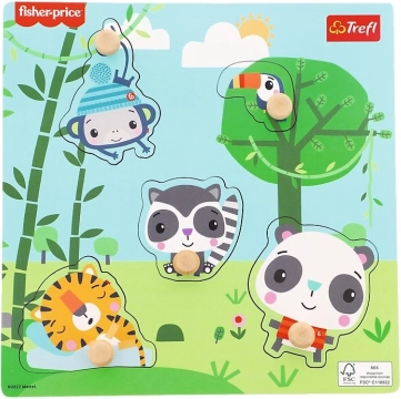 FISHER-PRICE dzsungel témájú fa formaberakó, 5 darab