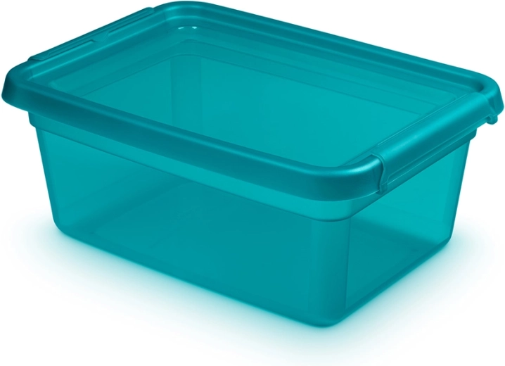 Basestore tároló műanyag doboz fedéllel és csatokkal, Ocean 12,5 l (28 × 38 × 16 cm)