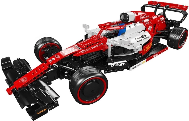 RC-s versenyautó építőkészlet, 1185 alkatrész – piros, 1:8 méretarány