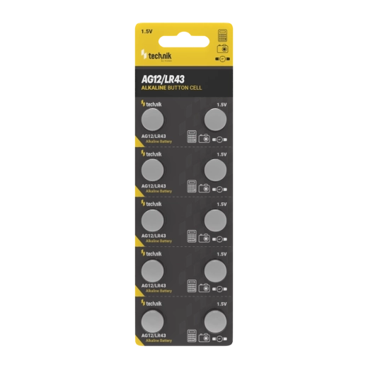 Alkáli gombelem Technik Platinum AG12 / LR43 1,5 V, 10 db-os csomag