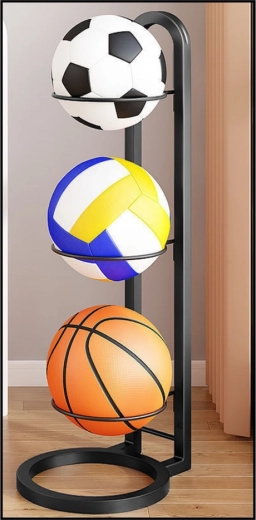 Fém labdatartó állvány 3 szintes fekete