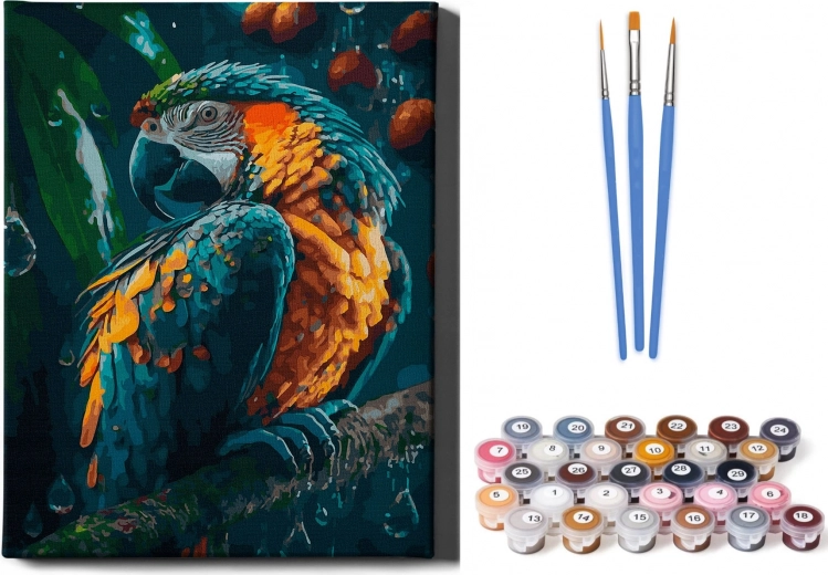 Számok szerinti festés: Papagáj kereten 40x50 cm