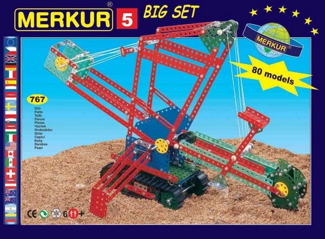 MERKUR 5 építőkészlet – nagy, fém szerkezeti készlet 84 modellhez