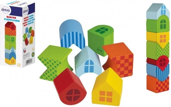 Színes, fa DETOA rakosgató torony (7 darab)