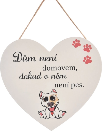 Szív alakú fa tábla „Dog home”