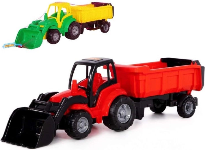 Gyermek traktor Champion kanállal és utánfutóval