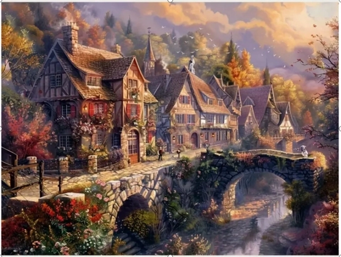Norimpex számfestő készlet Vízközeli hegyi kisváros 40 × 50 cm