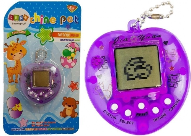 Elektronikus Tamagotchi játék lila rövid lánccal