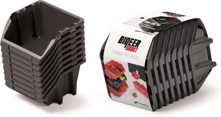 Bineer Short tárolódoboz készlet, 8 db, 206 × 118 × 144 mm, fekete