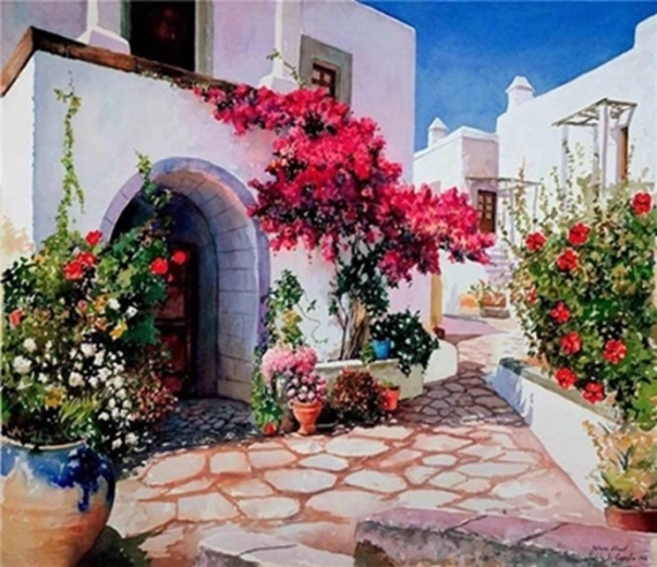 Norimpex számfestő készlet Mediterrán utca 40 × 50 cm