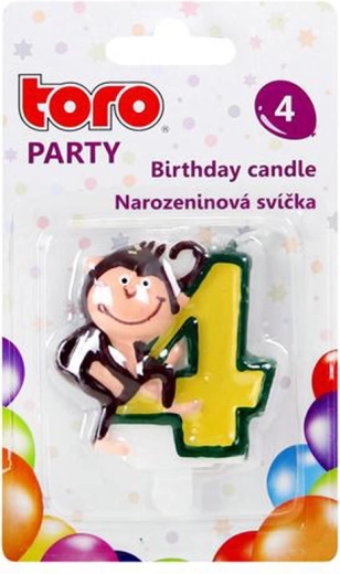 TORO majmos szülinapi tortagyertya, 4-es szám