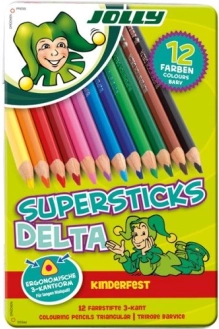 DELTA háromszögletű színes ceruzák, 12 szín, fémdobozban