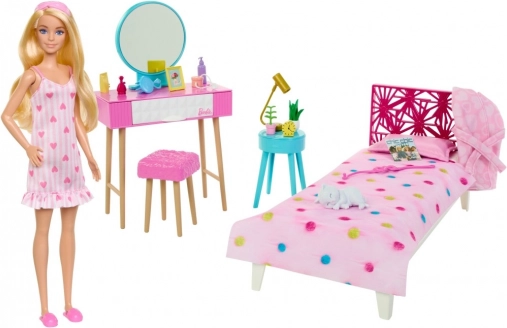 Barbie – hálószobai szett babával