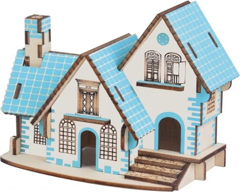 Fa 3D puzzle – kék ház