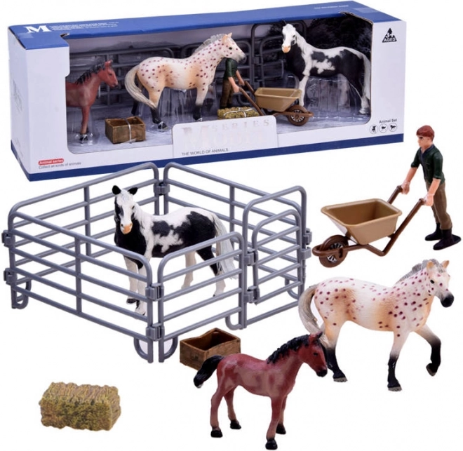 Istállóbeli lovak farmfigurás készlete – Farm