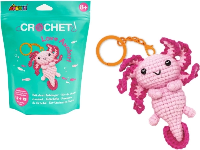Készíts saját horgolt axolotl medált – kreatív készlet