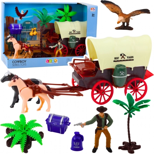 Kovboj készlet western kocsival és figurákkal