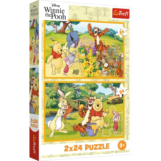 Puzzle 2x24 Disney Micimackó - Nap a kertben