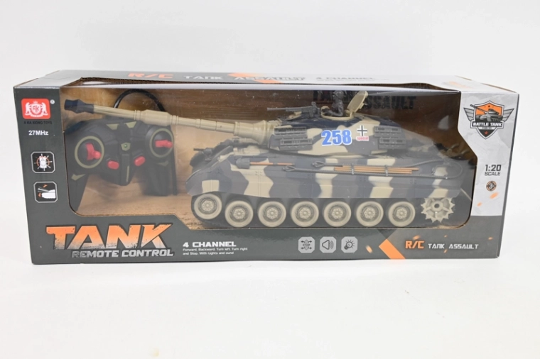 Távirányítós Tank Assault tank 1:20 méretarányban – Terepszínű – elemmel működő