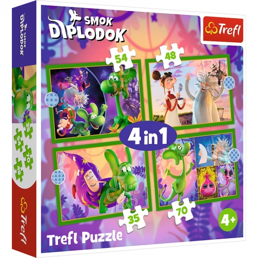 Puzzle 4 az 1-ben Sárkány Diplodoka Világa