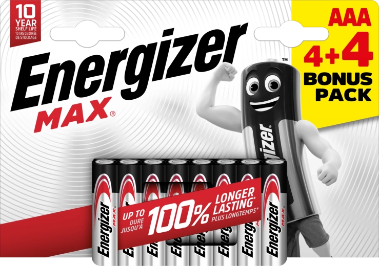 Energizer Max AAA alkáli elemek 8 db (4+4)