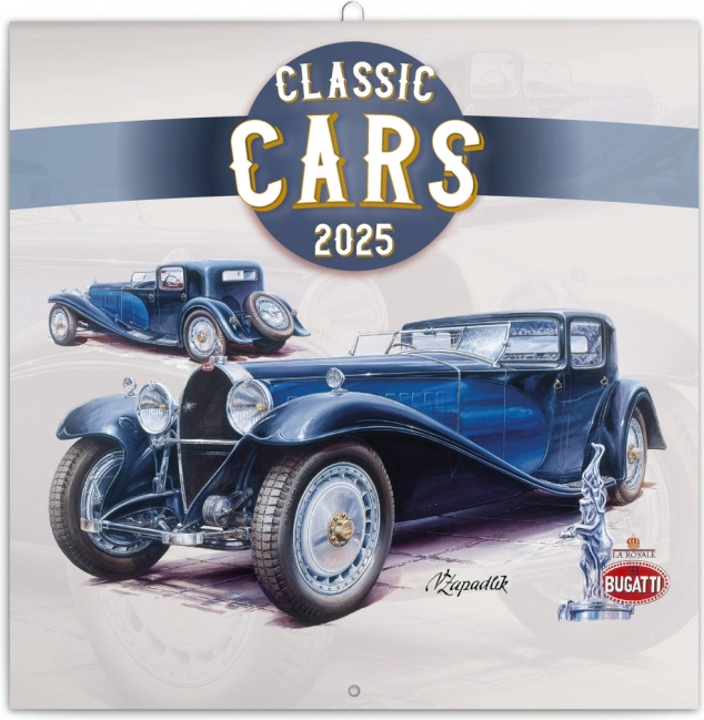 Jegyzetfalinaptár Classic Cars 2025 – Václav Zapadlík, 30 × 30 cm