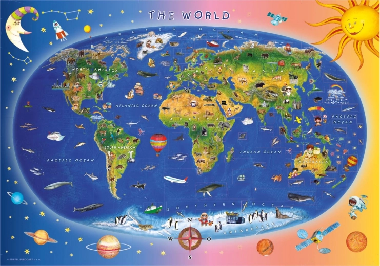 Dino gyerek világ térkép puzzle 300 XL darab