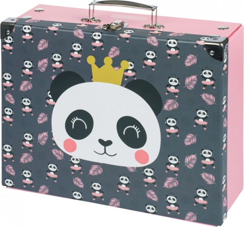 Összehajtható iskolai bőrönd panda motívummal, Baagl