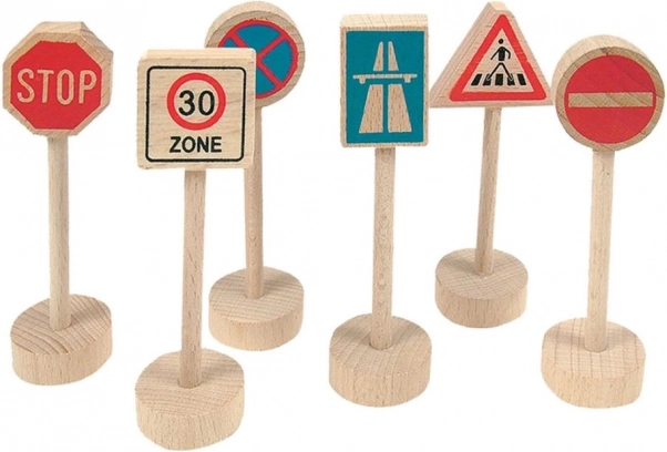 WoodyLand közlekedési táblák készlet, 6 db