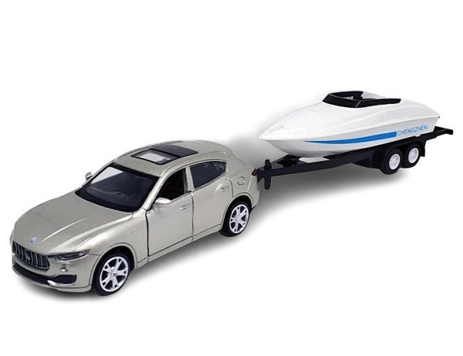 Fém Maserati Levante SUV modell hajós trélerrel 1:43