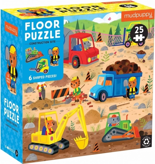 Padlópuzzle – járművek az építkezésen, 25 darabos, Mudpuppy