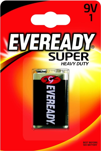 Energizer Eveready Super Heavy Duty 9V cink-klorid elem 6F22