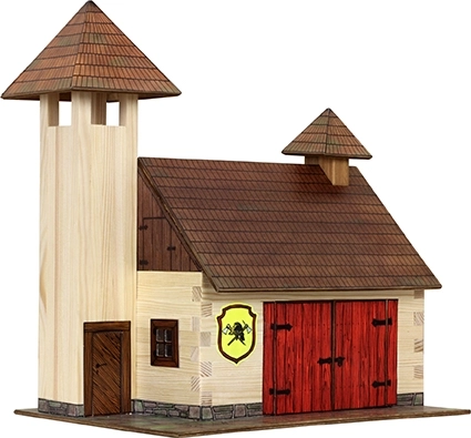 Fából készült ragasztós építőkészlet HOBBY KITS – tűzoltószertár 1:32