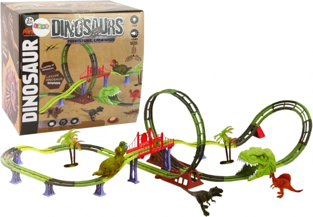 Spirális versenypálya dinoszauruszokkal, fénnyel és hanggal