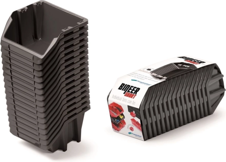 Bineer Short 16 db-os tárolódoboz készlet, 234 × 77 × 92 mm, fekete