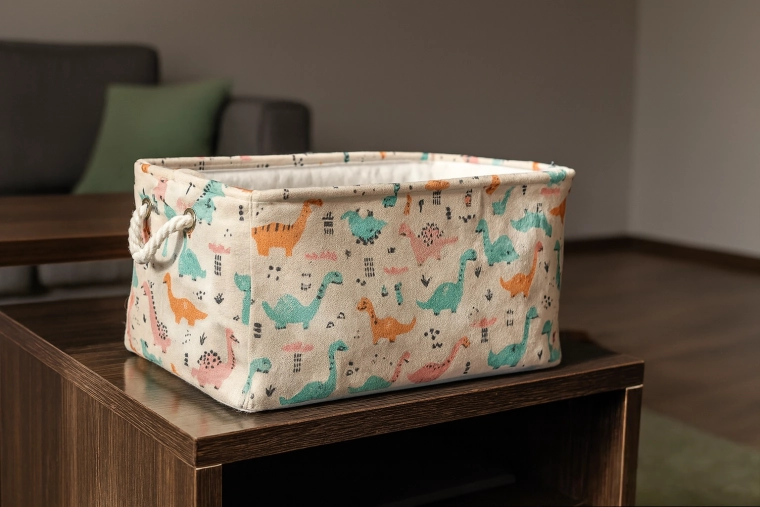 Textil játék kosár dinoszauruszokkal 30 × 40 × 21 cm