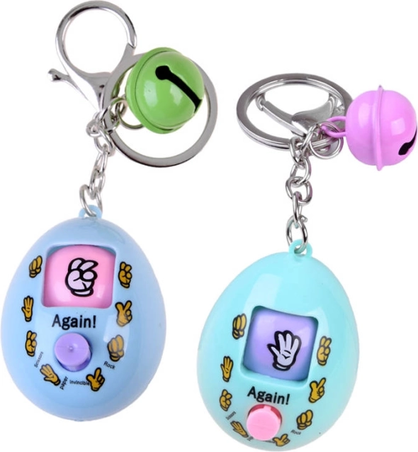 Elektronikus tojás alakú kulcstartó kő–papír–olló játékkal – Kulcstartó