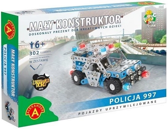 Mały Konstruktor Rendőrség – fém rendőrségi jármű építőkészlet