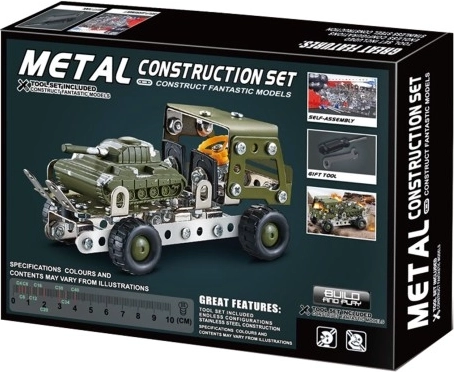 Fém építőkészlet Katonai autó tankkal