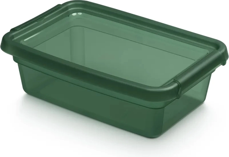 BASESTORE tároló műanyag doboz fedéllel és klipszekkel, 3 l, PINE