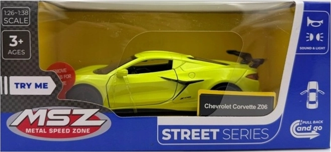 MSZ Chevrolet Corvette C8 fénnyel és hanggal, sárga