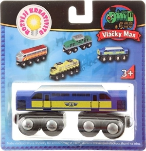 Vlácsky Max kék mozdony fa vasúti pályához